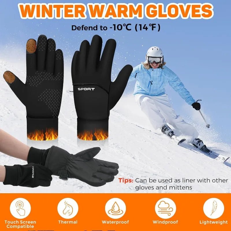 Winter Warm Gloves Touch Screen Windproof Cold-proof Cycling Gloves, Men's Women's Running, Hiking Skiing Gloves image 9
